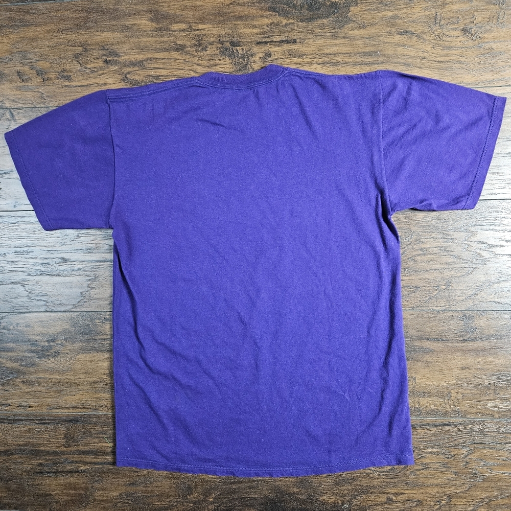 Vintage 80s 90s Jerzees Purple Cotton Funny Quilting Quote T-shirt Size Large - Picture 3 of 4